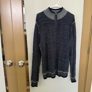 BKE Men's Large‎ Navy Blue Quarter 1/4 Zip Long Sleeve Sweater Cotton